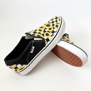 Vans Checker Flower Sunflower Slip On Skate Sneakers